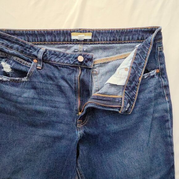 High Rise Cheeky Taper Ankle Jeans | Distressed Raw Hem Mom Jean | 18W - Picture 5 of 11